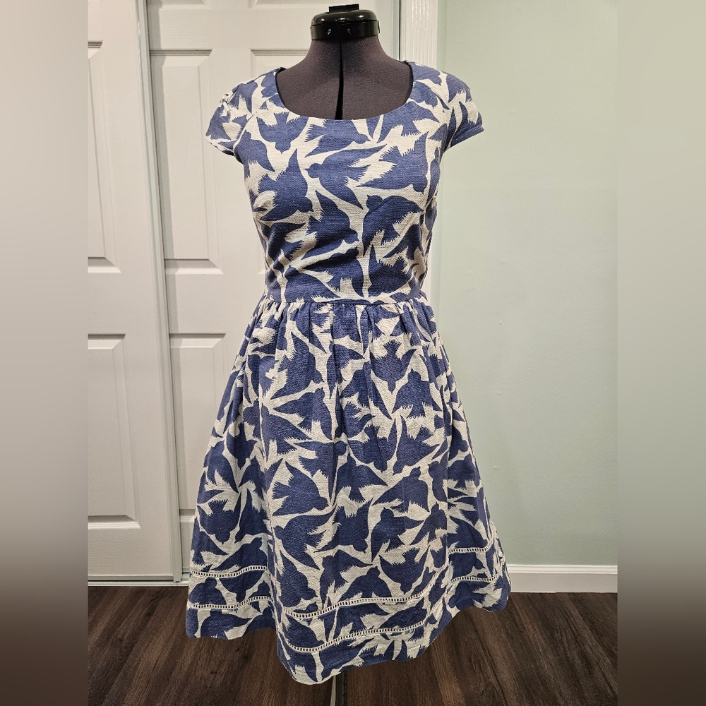 Cath Kidston Graphic Birds Raglan Ragland Cap Sleeve Dress size 0